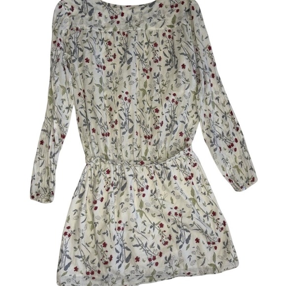 Capsule Collection by Juliette India Floral Mini Dress V Neck Long Sleeve Sz M
